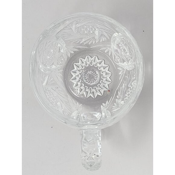 Vintage Set Of 3 Clear Pressed Glass Punch Cups Decorative Floral Starburst - Picture 12 of 15